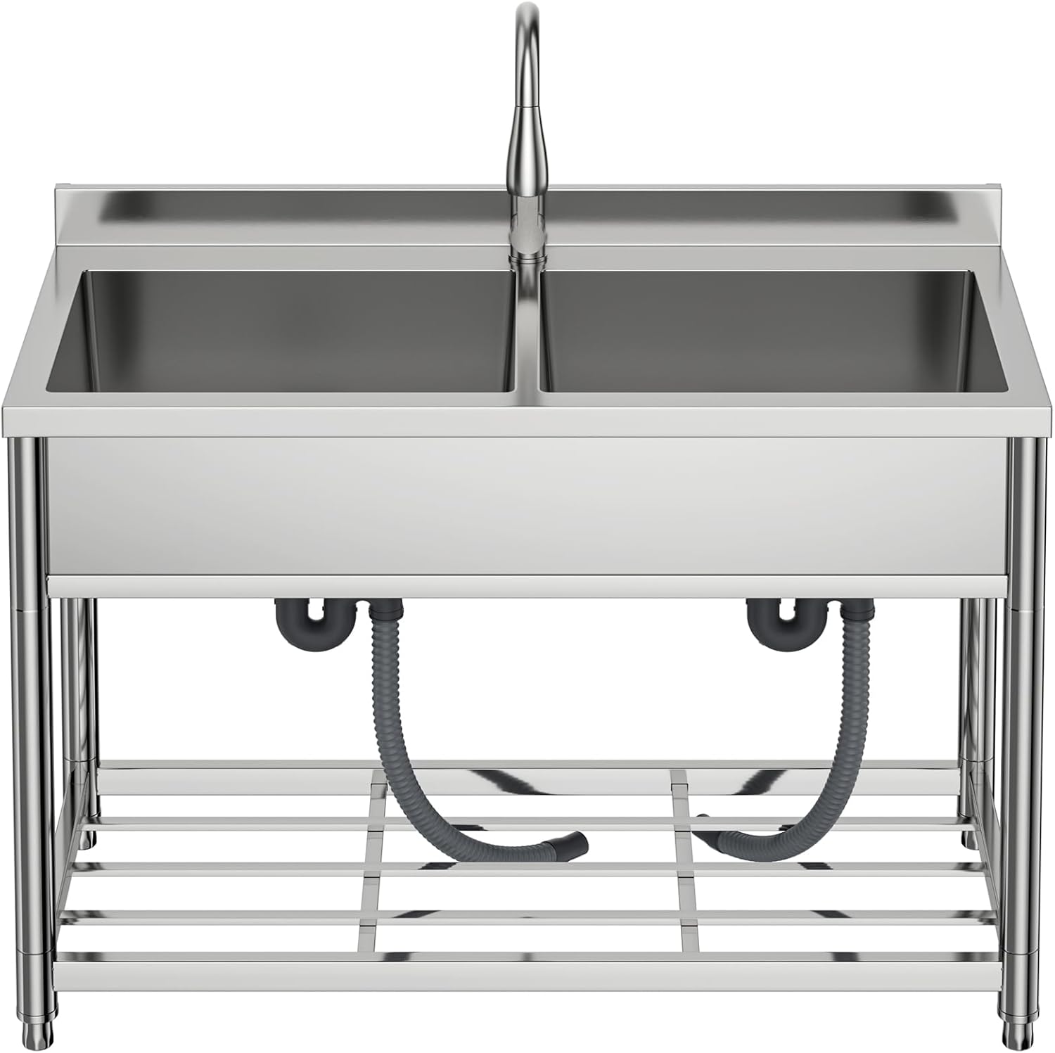 Garvee Freestanding Stainless Steel Utility Sink with Single Bowl for Kitchen, Garage and Laundry