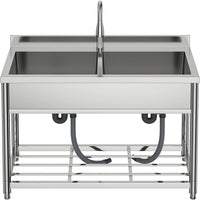 Garvee Freestanding Stainless Steel Utility Sink with Single Bowl for Kitchen, Garage and Laundry