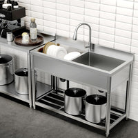 Garvee Freestanding Stainless Steel Utility Sink with Single Bowl for Kitchen, Garage and Laundry