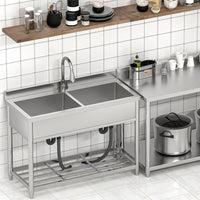 Garvee Freestanding Stainless Steel Utility Sink with Single Bowl for Kitchen, Garage and Laundry